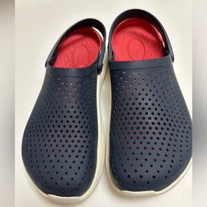 Crocs Navy Blue Slide Shoes With Back Straps Support